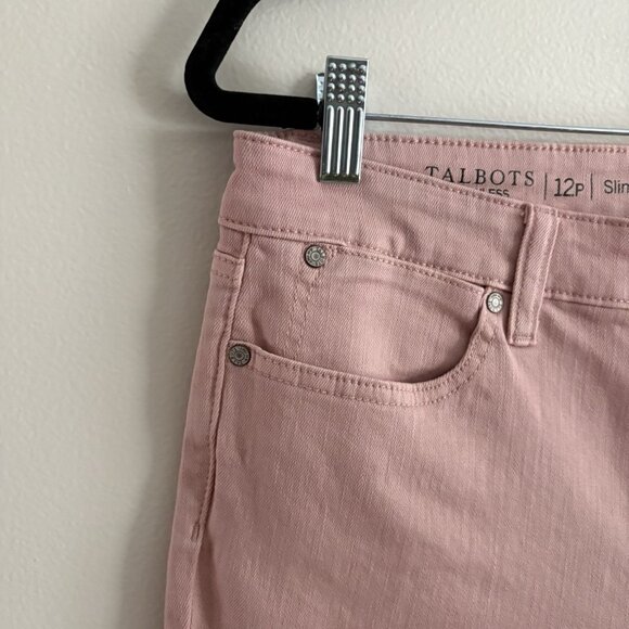 Talbots Petite Women 12P Rose Pink Denim Cotton Blend Flawless Slim Ankle Jeans - Picture 5 of 9
